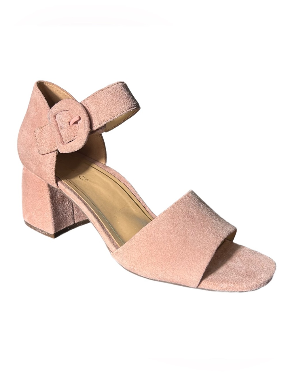 Vionic Heels Size 9 Chardonay Block Heel Sandal Pink Suede Leather